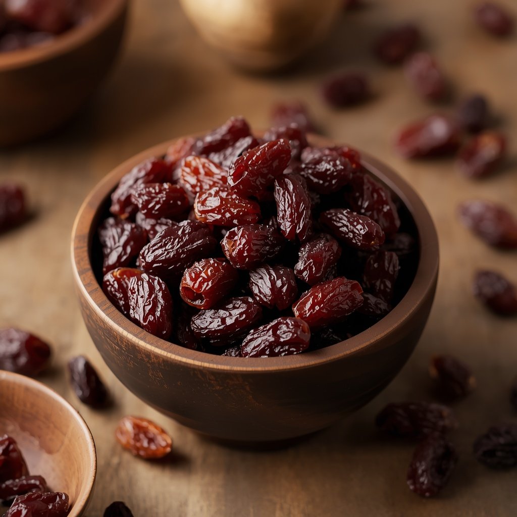 Approximately 30 grams of raisins in a small serving