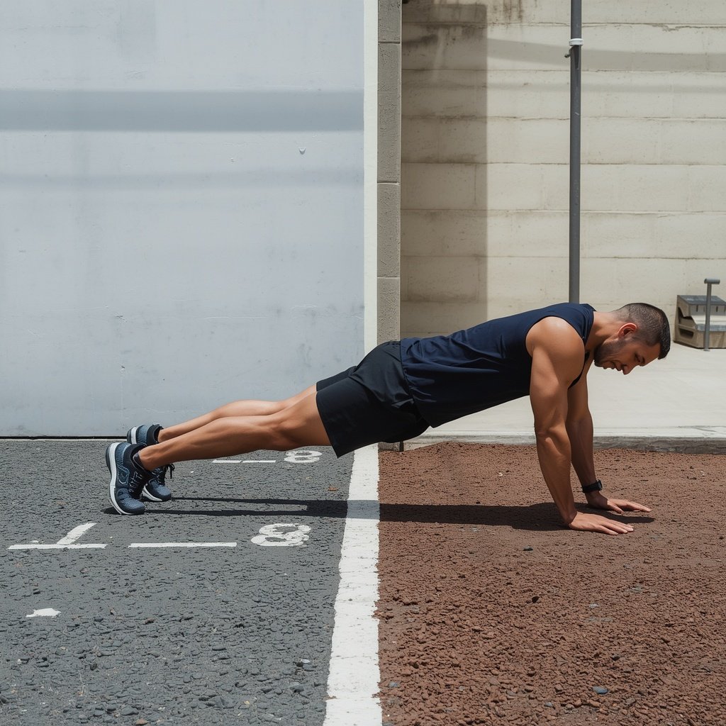 Person doing a push-up during a fitness workout